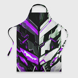Фартук кулинарный Хаотичная фиолетово-белая абстракция на чёрном фон, цвет: 3D-принт