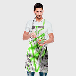 Фартук кулинарный Чёрно-зелёная агрессивная абстракция на белом фоне, цвет: 3D-принт — фото 2