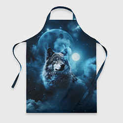 Фартук Волк ночное синее небо