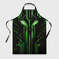 Фартук кулинарный Green stripes on a black background, цвет: 3D-принт