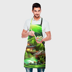 Фартук кулинарный Природа Японии в зеленых цветах, цвет: 3D-принт — фото 2