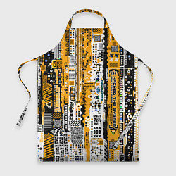 Фартук кулинарный Cyberpunk pattern yellow, цвет: 3D-принт