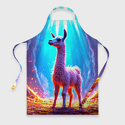 Фартук кулинарный Лама в неоновых лучах, цвет: 3D-принт