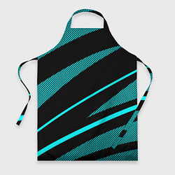 Фартук кулинарный Чёрный с голубым полосы текстура, цвет: 3D-принт