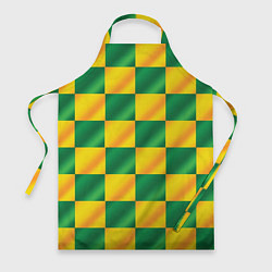 Фартук кулинарный Желтый и зеленый геометрический паттерн, цвет: 3D-принт