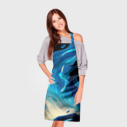 Фартук кулинарный Бело-синее пламя из абстрактных красок, цвет: 3D-принт — фото 2