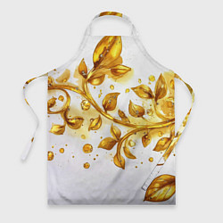 Фартук кулинарный Золотые листья на белом, цвет: 3D-принт