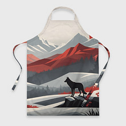 Фартук кулинарный Лиса и красные горы, цвет: 3D-принт