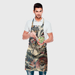 Фартук кулинарный Котики и рыбки в сакуре, цвет: 3D-принт — фото 2