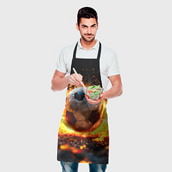 Фартук кулинарный Футбольный мяч в огне, цвет: 3D-принт — фото 2