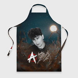 Фартук кулинарный Юрий Хой на фоне луны, цвет: 3D-принт