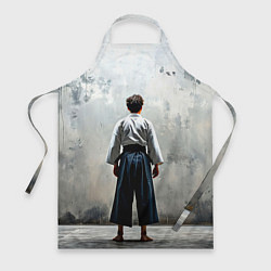 Фартук кулинарный Боец айкидо на сером, цвет: 3D-принт