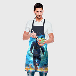 Фартук кулинарный Дзюдоист в синем пламени, цвет: 3D-принт — фото 2