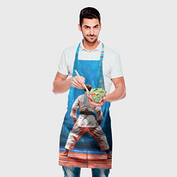 Фартук кулинарный Дзюдоист на синем, цвет: 3D-принт — фото 2