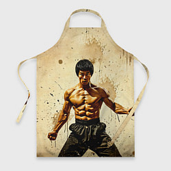 Фартук кулинарный Брюс Ли на бежевом, цвет: 3D-принт