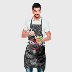 Фартук кулинарный Кукрыниксы логотип на фоне гитар, цвет: 3D-принт — фото 2