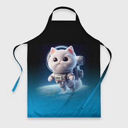 Фартук кулинарный Милый белый котёнок космонавт, цвет: 3D-принт