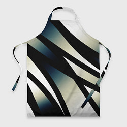 Фартук кулинарный Чёрно-белый с синим затемнением полосы, цвет: 3D-принт