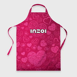 Фартук кулинарный Inzoi лого на розовых сердечках, цвет: 3D-принт
