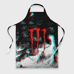 Фартук кулинарный Monster energy огонь глитч, цвет: 3D-принт
