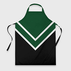 Фартук кулинарный Зелёный с чёрным и белые полосы, цвет: 3D-принт