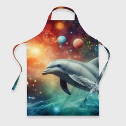 Фартук кулинарный Галактический дельфин - неоновый космос, цвет: 3D-принт