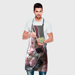 Фартук кулинарный Девушка зайка с розовыми волосами, цвет: 3D-принт — фото 2