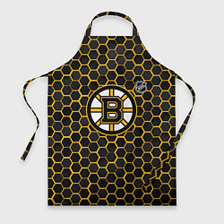 Фартук кулинарный Бостон Брюинз - черные соты, цвет: 3D-принт