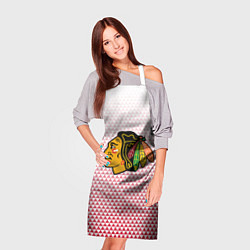 Фартук кулинарный Чикаго Блэкхокс - красные треугольники с градиенто, цвет: 3D-принт — фото 2