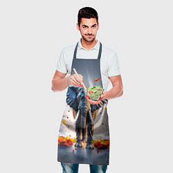 Фартук кулинарный Геометрический слон и цветные полигоны, цвет: 3D-принт — фото 2