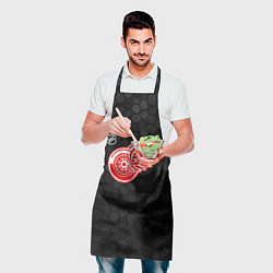 Фартук кулинарный Детройт Ред Уингз - черные соты, цвет: 3D-принт — фото 2