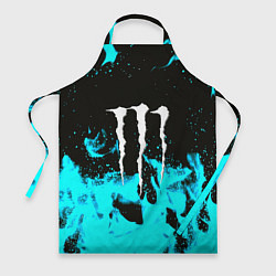 Фартук кулинарный Monster energy голубой огонь, цвет: 3D-принт