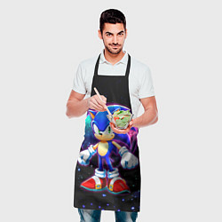 Фартук кулинарный Соник в космосе, цвет: 3D-принт — фото 2