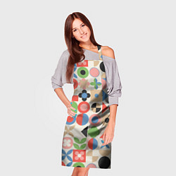 Фартук кулинарный Геометрический узор с цветочными элементами - ретр, цвет: 3D-принт — фото 2