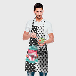 Фартук кулинарный Liverpool черно белые точки, цвет: 3D-принт — фото 2