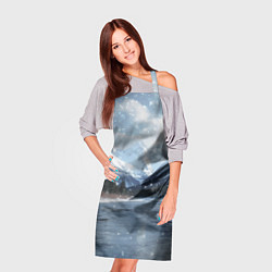 Фартук кулинарный Снежный горный пейзаж с елями и рекой, цвет: 3D-принт — фото 2