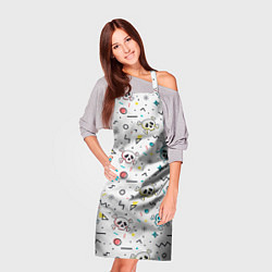 Фартук кулинарный Паттерн с черепами и геометрическими фигурами на Х, цвет: 3D-принт — фото 2