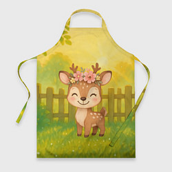 Фартук кулинарный Милый олененок на зеленом дворе, цвет: 3D-принт