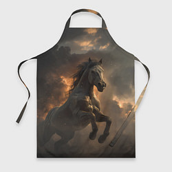 Фартук кулинарный Лошадь в прыжке на фоне неба, цвет: 3D-принт