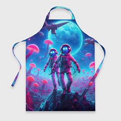 Фартук кулинарный Астронавты Морти и Рик на планете розовых неоновых, цвет: 3D-принт