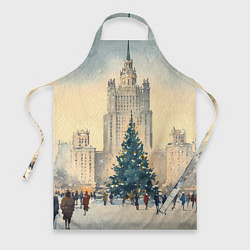 Фартук кулинарный Москва новогодняя елка, цвет: 3D-принт