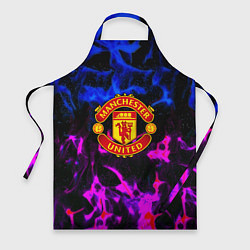 Фартук кулинарный Манчестер Юнайтед огонь неон, цвет: 3D-принт
