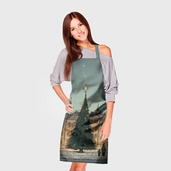 Фартук кулинарный Новогодняя елка во дворе, цвет: 3D-принт — фото 2