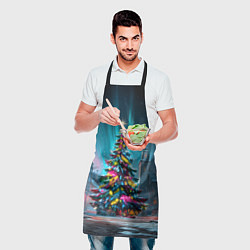 Фартук кулинарный Новогодняя елка в гирляндах, цвет: 3D-принт — фото 2
