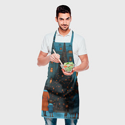 Фартук кулинарный Люди встречают новый год во дворе, цвет: 3D-принт — фото 2