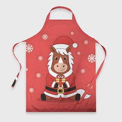 Фартук кулинарный Новогодняя лошадка с подарком, цвет: 3D-принт