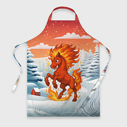 Фартук кулинарный Огненная красная лошадка, цвет: 3D-принт