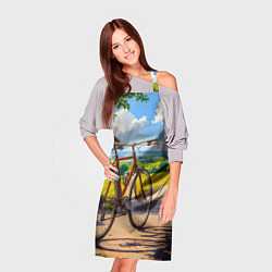 Фартук кулинарный Велопрогулка в лучах лета, цвет: 3D-принт — фото 2