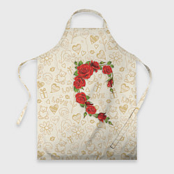 Фартук кулинарный Сердце красных роз, цвет: 3D-принт