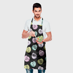 Фартук кулинарный Сердца с надписями, цвет: 3D-принт — фото 2